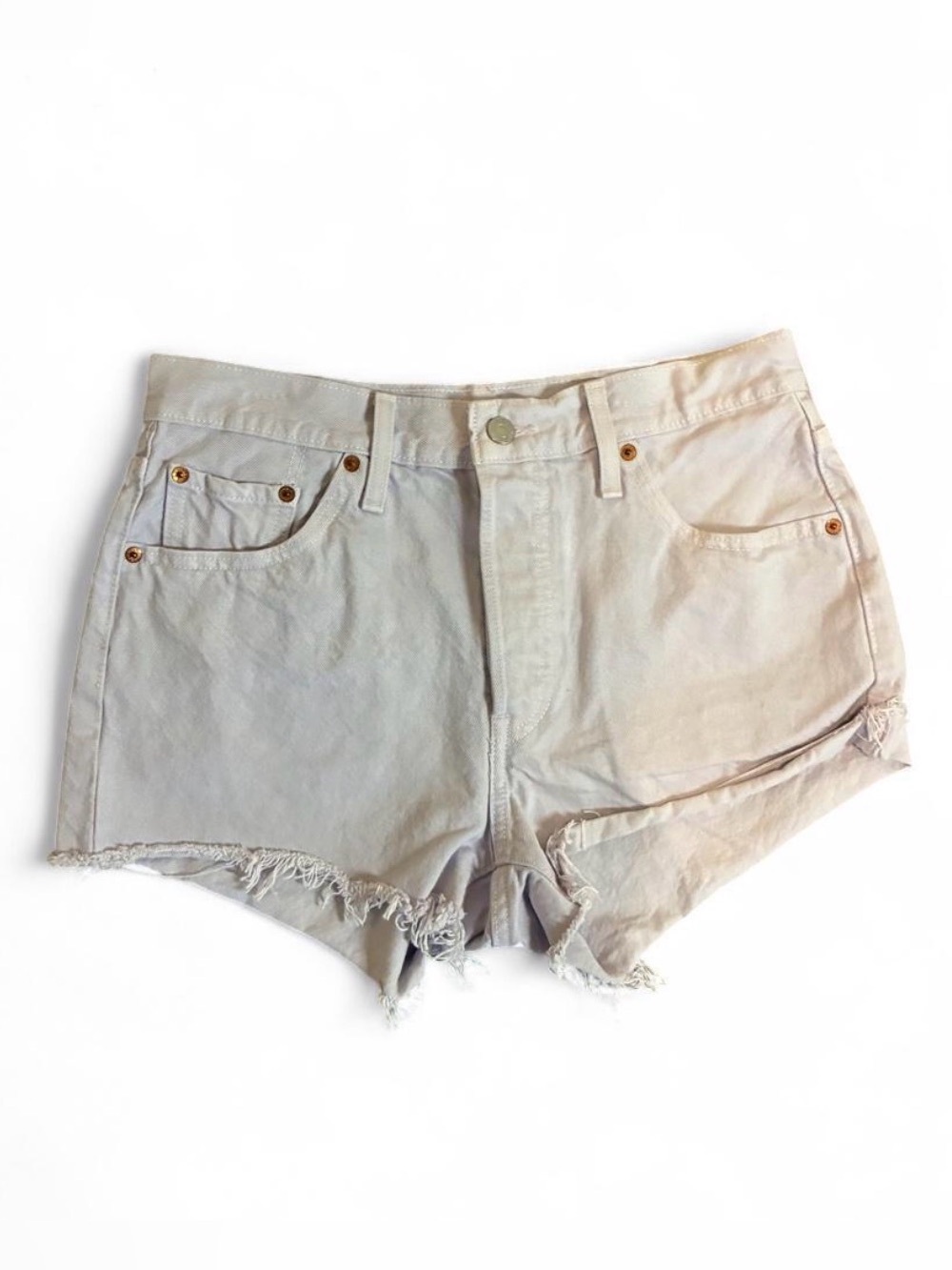 Levi's Cream Frayed Hem Denim Shorts